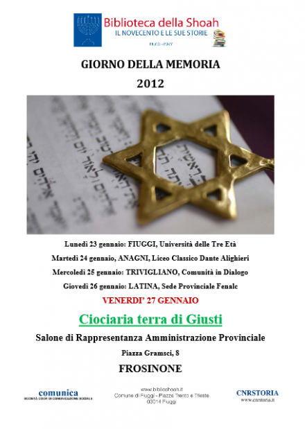 Biblioteca della Shoah - Giorno della Memoria 2012 - Comunità in Dialogo onlus