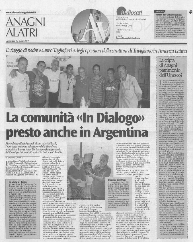 L'Avvenire: La Comunità in Dialogo presto anche in Argentina - Comunità in Dialogo onlus